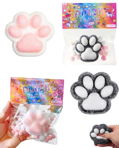 ZEXIJOW 2 Stück Katzenpfoten-Squishy,Quetschbare Katzenpfote aus Silikon,Süßes Stressabbau-Spielzeug,Sensorisches Spielzeug,Geeignet für Kinder und Erwachsene zum Stressabbau (Pink und Schwarz) von ZEXIJOW