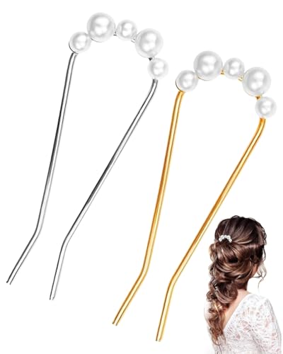 ZEXIJOW 2 Stücke Perlen Haarnadel,Hochzeit Haarnadeln mit Perlen Clips Brautjungfer Haarschmuck für Frauen Mädchen,Hochzeit von ZEXIJOW