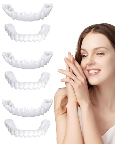 ZEXIJOW 3 Paar provisorische Zahnprothesen,Universelle obere und untere Zahnveneers,Nicht kaubar, temporäre falsche Zähne für Männer und Frauen mit schlechten Zähnen und unvollkommenen Zähnen von ZEXIJOW