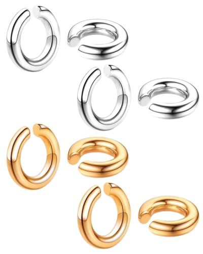 ZEXIJOW 8 Artikel Ear Cuff für Damen-CZ Fake Helix Knorpel Ohrringe Fake Piercing Ohrclip,Dicke Ohrclip-Ohrringe für Damen,Lochfreie Clip-Knorpel-Ohrringe,Hypoallergene Mädchen-Clip-Ohrringe von ZEXIJOW