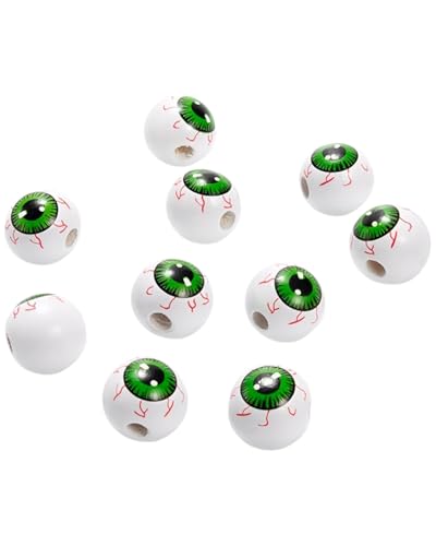 ZEXIJOW Halloween Augäpfel,10 Stück Holz Ping Pong Augapfel Horror Requisiten Kostüm Für Gastgeschenke,15 mm Terror Cosplay Spooky Creepy Augapfel,Mit Loch,Kann zu einer Halskette verarbeitet werden von ZEXIJOW