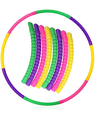 ZEXIJOW Hula Reifen für Kinder und Erwachsene - Gymnastikreifen ab 3 Jahre- 8-teiliges Abnehmbares Hullahub Set für Tanz und Fitness (Mehrfarbig) von ZEXIJOW