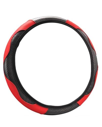 ZEXIJOW Lenkradbezug in Rot und Schwarz Carbonfaser-Optik | Lenkradhülle Universal 37-38 cm für Vier Jahreszeiten | Autozubehör Innenraum Geschenk-Ideen | Geschenke für Frauen und Männer von ZEXIJOW