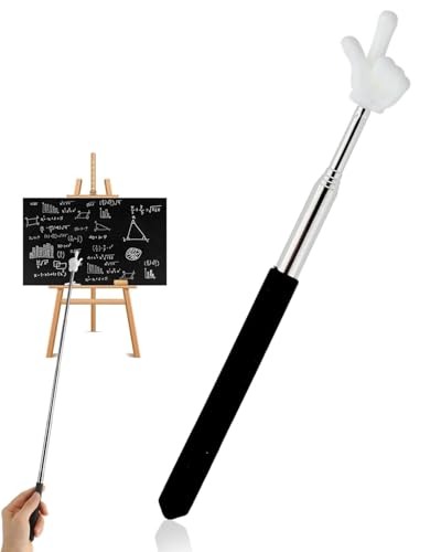 ZEXIJOW Mini-Teleskop-Lehrerzimmer,Ausziehbarer Hand Zeigestab,Ausziehbarer Lehrerstab,Fingerzeiger für Lehrer im Klassenzimmer,Lehrerhilfen (Schwarze,Weiße Finger) von ZEXIJOW