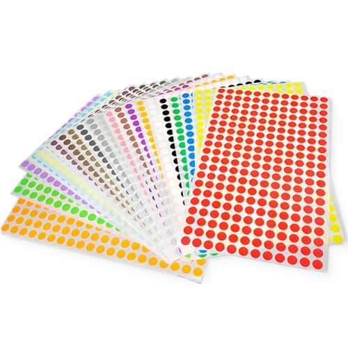 3840 Stück 16 Farben Runde Etiketten, 10 mm Runde Klebepunkte selbstklebende Punktaufkleber Farbkodierung Etiketten Kinder Markierungspunkte Selbstklebend für Büro, Familie, Schule, Kinder, Freizeit von ZEXOWIJ