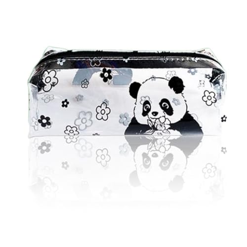 Panda Mäppchen Teenager Mädchen Federtaschen, Farbig Federmäppchen durchsichtig, Transparent Federmappen Damen, Schlamppermäppche Stiftetasche Pencil Case Schulsachen von ZEXOWIJ