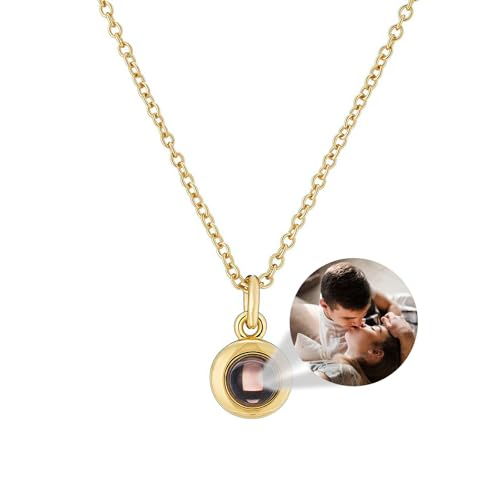 ZEXUPER personalisierte Halskette mit Bild Projektion, Halskette mit Bild im Inneren Foto-Halskette mit individuellem Bild Anhänger im Stein als personalisierte Geschenke für Frauen von ZEXUPER