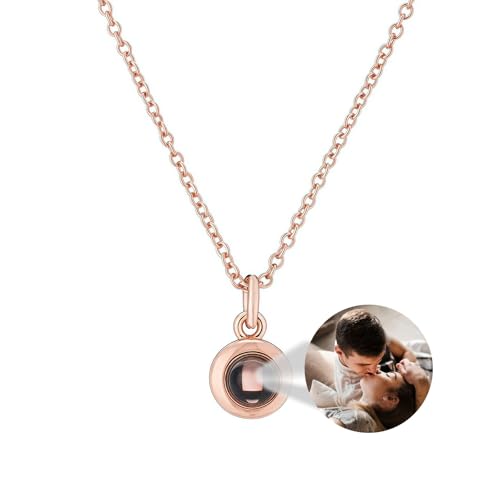 ZEXUPER personalisierte Halskette mit Bild Projektion, Halskette mit Bild im Inneren Foto-Halskette mit individuellem Bild Anhänger im Stein als personalisierte Geschenke für Frauen von ZEXUPER