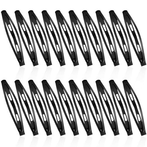 ZEYIYER 20 Stück Snap Haarspangen Schwarz Metall für Damen Mädchen, 7.8 cm Haarclips Damen Hair Clips Lange Snap Haarclips Groß Metall Haarklammern von ZEYIYER