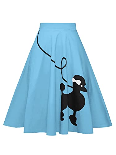 ZEZCLO Damen Pudelrock 50er Jahre Vintage Plissee A-Linie Reißverschluss Röcke - Blau - X-Groß von ZEZCLO