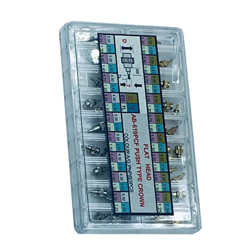ZEZEFUFU Chronographen-Knopf-Antrieb aus Edelstahl, 9 Größen, flacher Kopf, Kronen-Ersatzteile, 54-teiliges Set von ZEZEFUFU