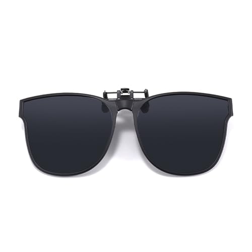 ZEZEZ TAIOYHD Faltbare Polarisierte Clip-On-Sonnenbrille for Herren mit Korrekturbrille – Hochklappbares, Blendfreies Autozubehör mit Tragbarem Etui for Autofahren und Radfahren (S16)(Jazz Black B) von ZEZEZ