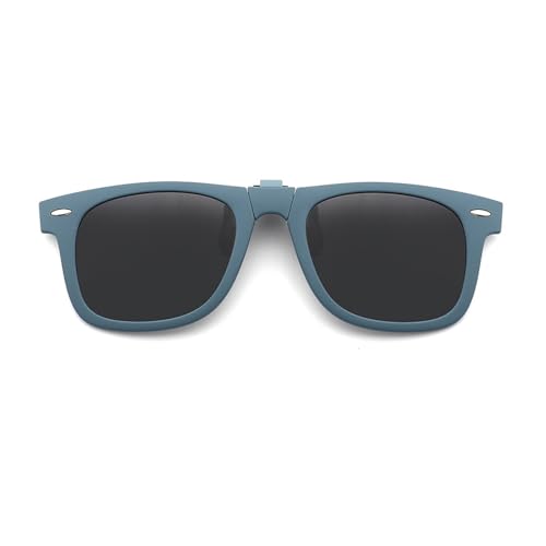ZEZEZ Leichte Faltbare Polarisierte Clip-On-Sonnenbrille for Herren mit Korrekturbrille – Tragbares Reiseetui for Autofahren und for Den Außenbereich, Unisex(Frosted blue) von ZEZEZ