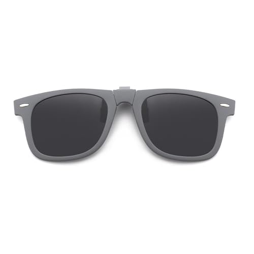 ZEZEZ Leichte Faltbare Polarisierte Clip-On-Sonnenbrille for Herren mit Korrekturbrille – Tragbares Reiseetui for Autofahren und for Den Außenbereich, Unisex(Frosted gray) von ZEZEZ