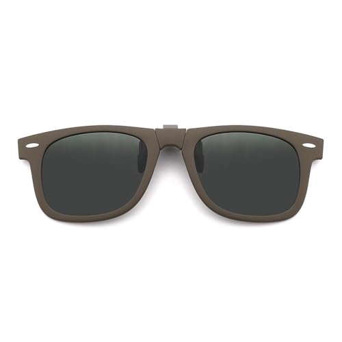 ZEZEZ Leichte Faltbare Polarisierte Clip-On-Sonnenbrille for Herren mit Korrekturbrille – Tragbares Reiseetui for Autofahren und for Den Außenbereich, Unisex(Olive green) von ZEZEZ
