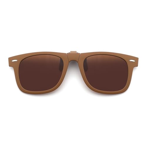 ZEZEZ Leichte Faltbare Polarisierte Clip-On-Sonnenbrille for Herren mit Korrekturbrille – Tragbares Reiseetui for Autofahren und for Den Außenbereich, Unisex(Tea) von ZEZEZ