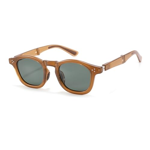 ZEZEZ Ultraleichte Faltbare Polarisierte Sonnenbrille for Damen und Herren, TAC-Linse UV400-Schutz Blendschutz Kompaktes Reisefertiges Design (CD012)(Green lens) von ZEZEZ