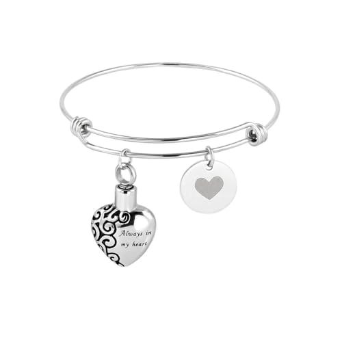 ZEZILE Andenken Armband Männer Frauen Edelstahl Immer in meinem Herzen Liebe Herz Urne Armband Für Asche Einäscherung Schmuck von ZEZILE
