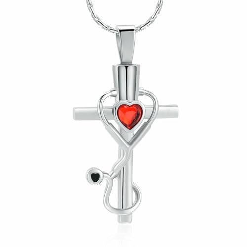ZEZILE Anhänger Einäscherung Schmuck für Asche Herz Kristall Kreuz Urne Halskette Andenken Memorial Geschenk von ZEZILE