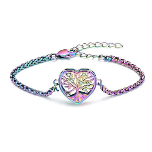 ZEZILE Baum des Lebens Einäscherung Schmuck Herz Urne Armband für Asche Verstellbares Asche Armband für Frauen Männer Andenken Gedenkarmband von ZEZILE