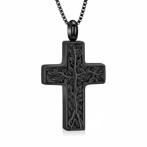 ZEZILE Baum des Lebens Urne Halskette für Asche Kreuz Einäscherung Schmuck für Frauen Männer Asche Anhänger Andenken Denkmal für Schmuck für Mensch ZEZILE Baum des Lebens Urne Halskette für Asche Kreuz Einäscherung Schmuck für Frauen Männer Asche Anhänger Andenken Denkmal für Schmuck für Mensch von ZEZILE