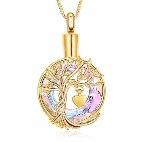 ZEZILE Baum des Lebens Urne Halskette für Asche Kristall Einäscherung Schmuck für Frauen Männer Asche Anhänger Andenken Denkmal für Schmuck ZEZILE Baum des Lebens Urne Halskette für Asche Kristall Einäscherung Schmuck für Frauen Männer Asche Anhänger Andenken Denkmal für Schmuck von ZEZILE