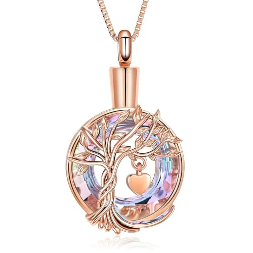 ZEZILE Baum des Lebens Urne Halskette für Asche Kristall Einäscherung Schmuck für Frauen Männer Asche Anhänger Andenken Denkmal für Schmuck ZEZILE Baum des Lebens Urne Halskette für Asche Kristall Einäscherung Schmuck für Frauen Männer Asche Anhänger Andenken Denkmal für Schmuck von ZEZILE