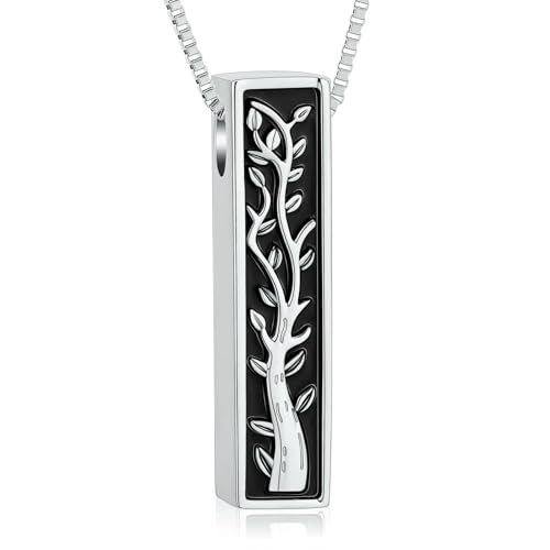 ZEZILE Baum des Lebens Urne Halskette für Asche Langer Streifen Asche Anhänger Einäscherung Schmuck Denkmal Menschliche Asche Andenken Anhänger für Frauen Männer ZEZILE Baum des Lebens Urne Halskette für Asche Langer Streifen Asche Anhänger Einäscherung Schmuck Denkmal Menschliche Asche Andenken Anhänger für Frauen Männer von ZEZILE