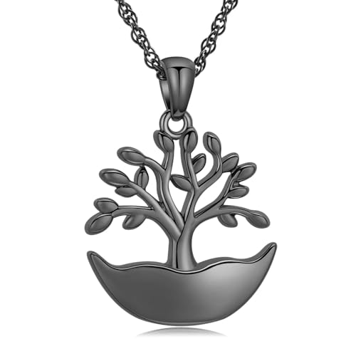 ZEZILE Baum des Lebens Urne Halskette für Asche für Frauen Männer Einäscherung Schmuck Edelstahl Asche Anhänger Andenken Denkmal für Schmuck von ZEZILE