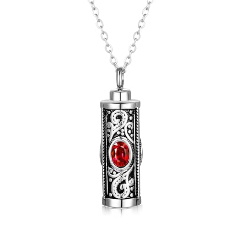 ZEZILE Edelstahl Kristall Einäscherung Urne Halskette für Asche Andenken Einäscherung Schmuck für menschliche Asche Gedenkanhänger von ZEZILE