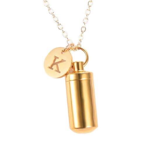 ZEZILE Edelstahl Zylinder mit Brief Charm Einäscherung Halskette für Asche Halter Flasche Urne Schmuck Memorial Anhänger Andenken von ZEZILE
