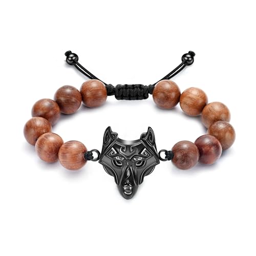 ZEZILE Einäscherung Armband für Asche Gedenkurne Schmuck Verstellbare geflochtene Seil Holz Perlen Armreif Andenken für Männer Frauen von ZEZILE