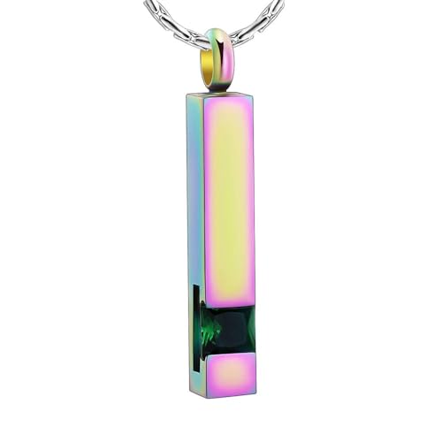 ZEZILE Einäscherung Schmuck Asche Halskette Geburtsstein Bunt Würfel Urne Anhänger Denkmal Geliebte Asche Halter Andenken Geschenk für Frauen Männer von ZEZILE