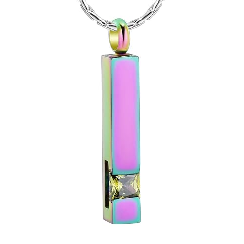 ZEZILE Einäscherung Schmuck Asche Halskette Geburtsstein Bunt Würfel Urne Anhänger Denkmal Geliebte Asche Halter Andenken Geschenk für Frauen Männer von ZEZILE
