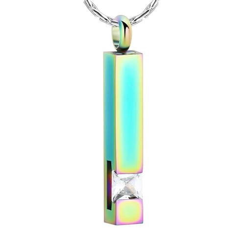 ZEZILE Einäscherung Schmuck Asche Halskette Geburtsstein Bunt Würfel Urne Anhänger Denkmal Geliebte Asche Halter Andenken Geschenk für Frauen Männer von ZEZILE