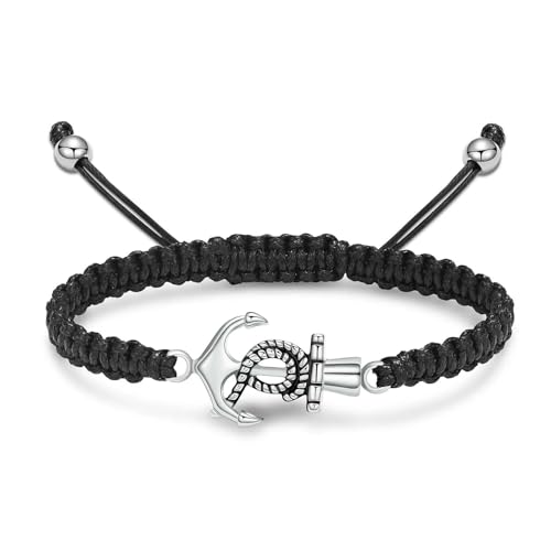 ZEZILE Einäscherung Schmuck Boot Anker Urne Armband für Asche Verstellbares geflochtenes Seil Andenken Armband für Männer Frauen Gedenkschmuck von ZEZILE