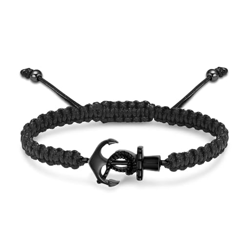 ZEZILE Einäscherung Schmuck Boot Anker Urne Armband für Asche Verstellbares geflochtenes Seil Andenken Armband für Männer Frauen Gedenkschmuck von ZEZILE