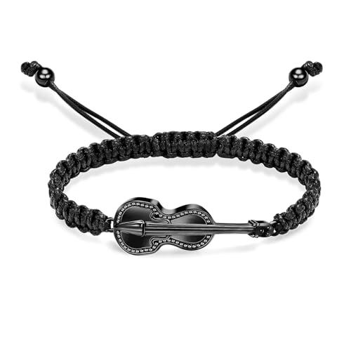 ZEZILE Einäscherung Schmuck Gitarre Urne Armband für Asche für Frauen Männer Geflochtenes Seil Verstellbarer Armreif Andenken Beerdigung Gedenkgeschenk von ZEZILE