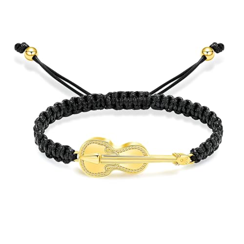ZEZILE Einäscherung Schmuck Gitarre Urne Armband für Asche für Frauen Männer Geflochtenes Seil Verstellbarer Armreif Andenken Beerdigung Gedenkgeschenk von ZEZILE