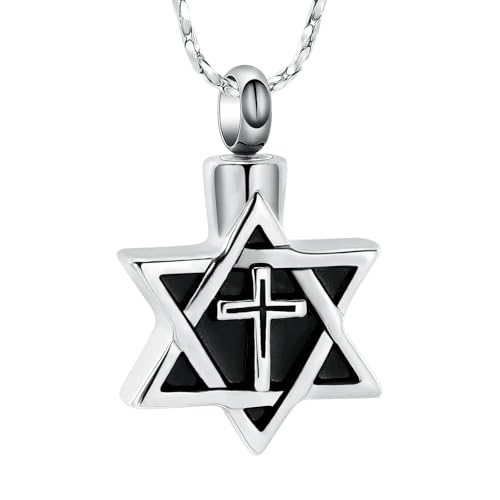 ZEZILE Einäscherung Schmuck Kreuz Urne Halskette für Asche Edelstahl Andenken Memorial Urne Schmuck Kreuz Asche Anhänger für Männer Frauen von ZEZILE