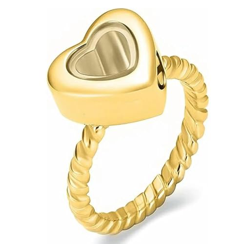 ZEZILE Einäscherungsringe für Asche Glas Herz Form Urnen Fingerring Edelstahl Mensch Haustiere Asche Halter Andenken Urne Schmuck von ZEZILE