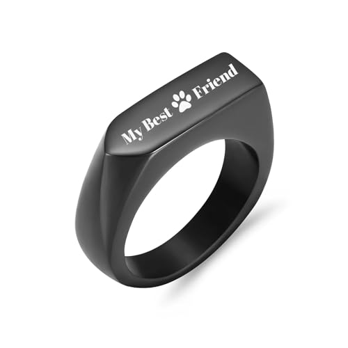 ZEZILE Einäscherungsringe für Asche für Männer Edelstahl Geometrischer Pfotenabdruck Mein Freund Finger Ring Gedenkurnen Schmuck von ZEZILE