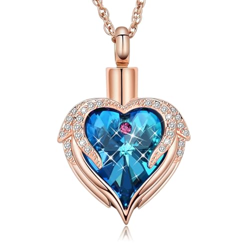 ZEZILE Engelsflügel Urne Halskette für Asche Herz Kristall Einäscherung Schmuck Edelstahl Memorial Andenken Asche Anhänger für Männer Frauen ZEZILE Engelsflügel Urne Halskette für Asche Herz Kristall Einäscherung Schmuck Edelstahl Memorial Andenken Asche Anhänger für Männer Frauen von ZEZILE