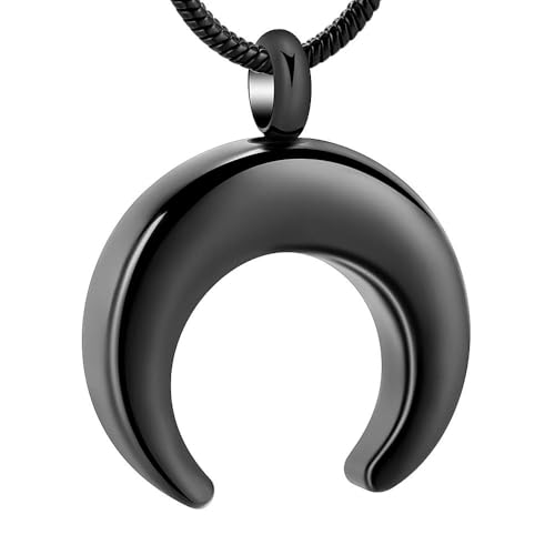 ZEZILE Feuerbestattung Halskette Mond Urne Schmuck für Asche Edelstahl Asche Anhänger Mond Gedenkschmuck Andenken Halskette für Frauen Männer von ZEZILE