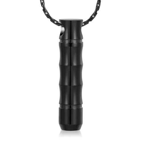 ZEZILE Gedenkschmuck Edelstahl Zylinder Anhänger für Asche Einäscherung Urnen Halskette Geschenk Männer Andenken Halsketten von ZEZILE