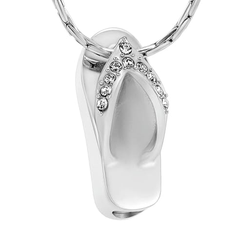 ZEZILE Hausschuhe Einäscherung Schmuck für Asche Gedenkkette Edelstahl Flip Flop Urne Anhänger Geliebte Asche Halter Andenken Geschenk von ZEZILE