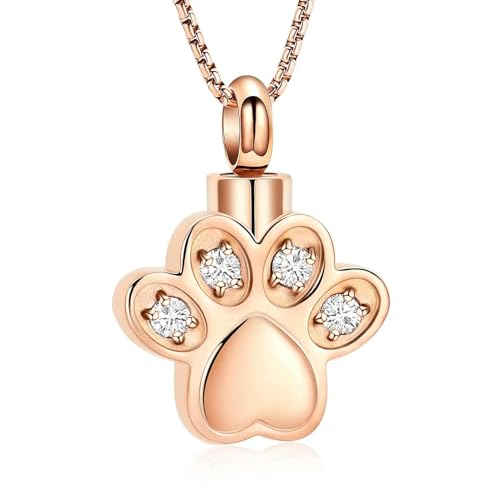 ZEZILE Haustier Einäscherung Schmuck Pfote Form Urne Halskette für Asche Hund Katze Gedenkanhänger Asche Halter Beerdigung Andenken für Frauen Männer von ZEZILE