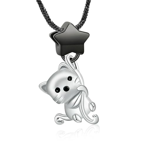 ZEZILE Katze Urne Halskette für Asche Stern Stern Einäscherung Schmuck Haustier Edelstahl Asche Anhänger für Frauen Männer Andenken Gedenkschmuck ZEZILE Katze Urne Halskette für Asche Stern Stern Einäscherung Schmuck Haustier Edelstahl Asche Anhänger für Frauen Männer Andenken Gedenkschmuck von ZEZILE