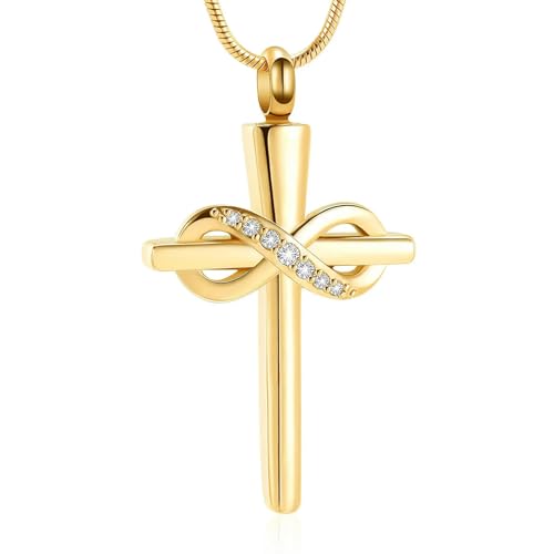 ZEZILE Kreuz Anhänger Einäscherung Halskette Asche Schmuck Gedenkurne Andenken Medaillon Geliebte Asche Halter für Männer Frauen von ZEZILE
