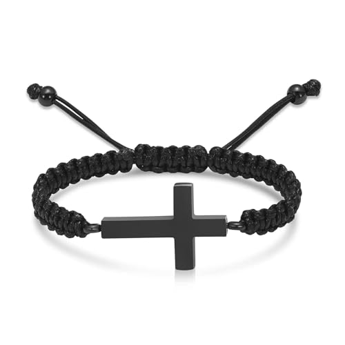 ZEZILE Kreuz Urne Armband für Asche Einäscherung Gedenkschmuck Geflochtenes Seil verstellbare Armbänder Beerdigung Andenken Geschenk für Frauen Männer von ZEZILE